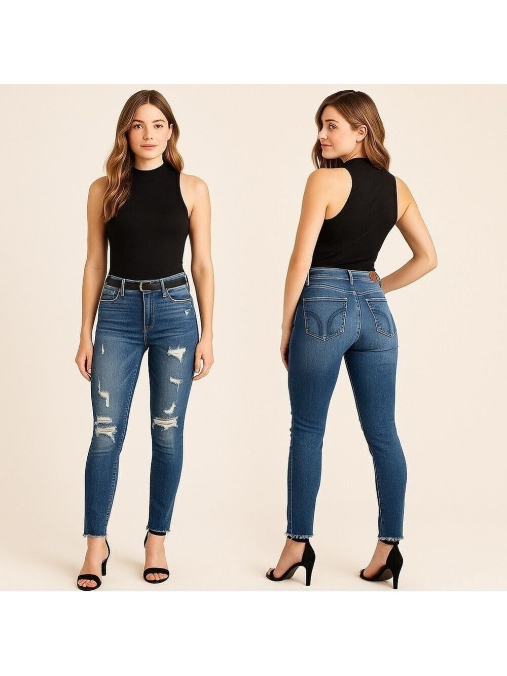 HOLLISTER🌊 Women’s High-Rise Distressed Super Skinny Jeans 👖🔥💃 Size 0 Short